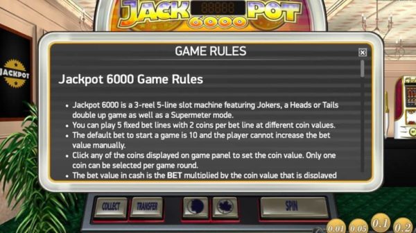 Jackpot 6000 automat zdarma